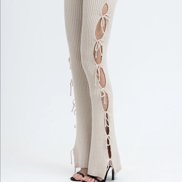 SOLD Danielle Guizio Rib Knit Tie Pants & Tank - Picture 4 of 8